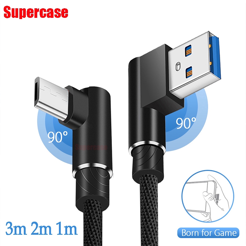 Dây Cáp Sạc Nhanh 2m 3m 1m 90 Độ Cho Samsung Galaxy J8 J4 J6 Plus Huawei Oppo Vivo