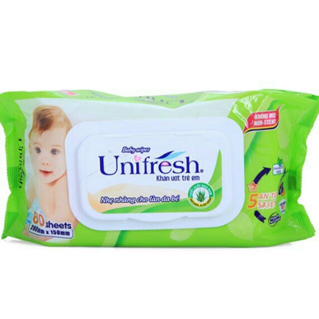 Combo 10 khăn ướt Unifresh 80 miếng (Xanh,vàng)