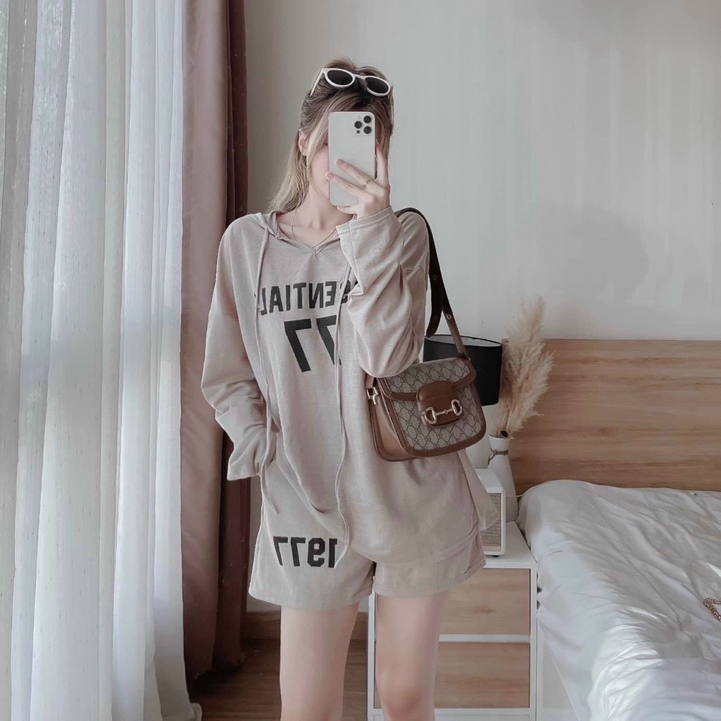 Set bộ đồ nữ MINH PHÚC, sét đi chơi thun tay dài phối quần đùi ống rộng phong cách thể thao cá tính hiện đại