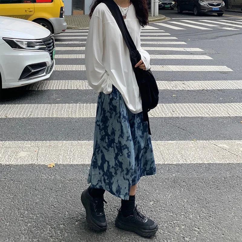 Chân váy jean Chữ A Lưng Cao Thời Trang Hàn Quốc