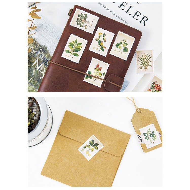 Bộ sticker/ Hình dán Kiểu Dáng Hình Tem hoạ tiết Lá (46 Hình)