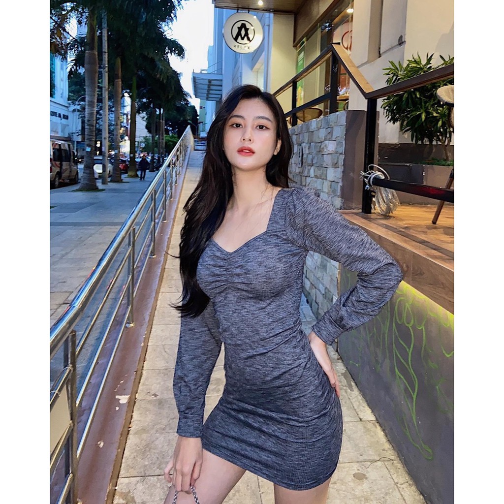 Đầm tay phồng tay dài