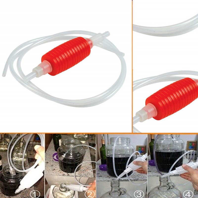 Ống xi phông đỏ 2 mét bơm nhiên liệu cầm tay hút khí chuyển nhiên liệu/ dầu/ nước/ xăng lỏng/ sản xuất bia rượu