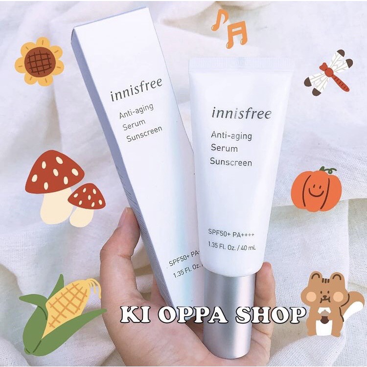 Kem chống nắng Innisfree Sunscreen Anti Aging, No Sebum, Triple Shield, Long Lasting, Watering, Daily, Mild cica, toneup