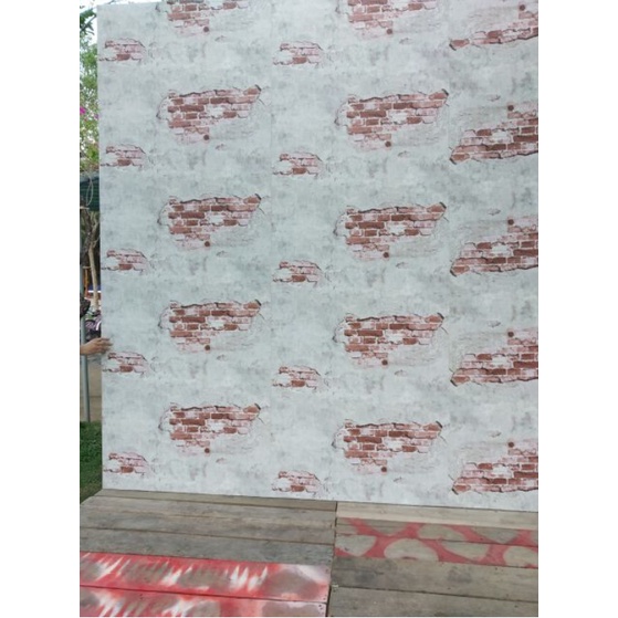 Decal giấy dán tường tường gạch chưa tô khổ 45cm keo sẵn