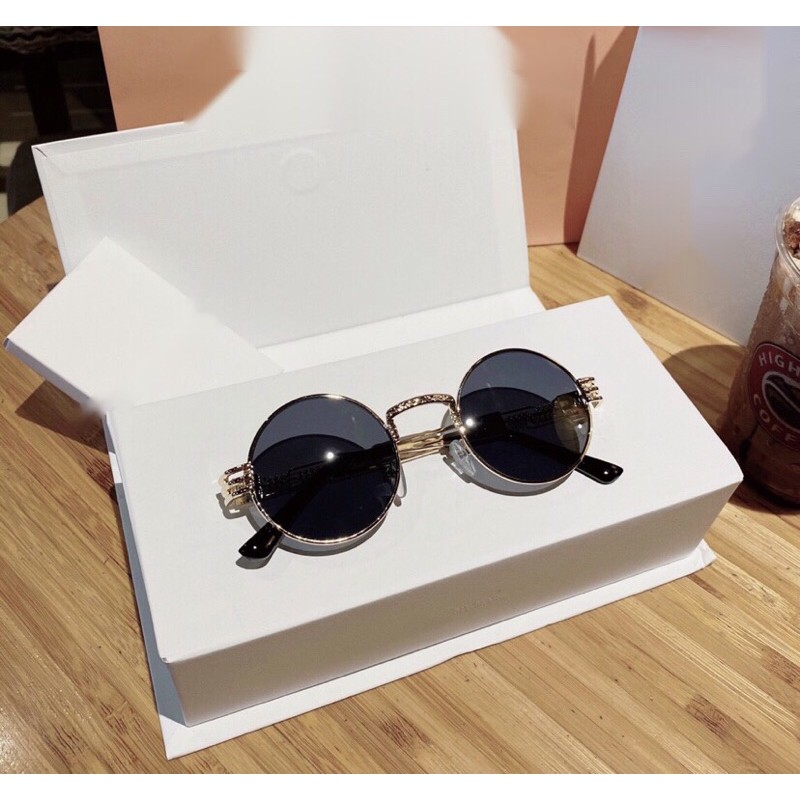 Kính râm mắt tròn thầy bói Retro KOREA