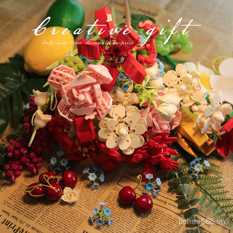 Bộ Đồ Chơi Lắp Ráp lego Hình Bó Hoa Hồng Nhỏ Thích Hợp Làm Quà Tặng Cho Bé Gái