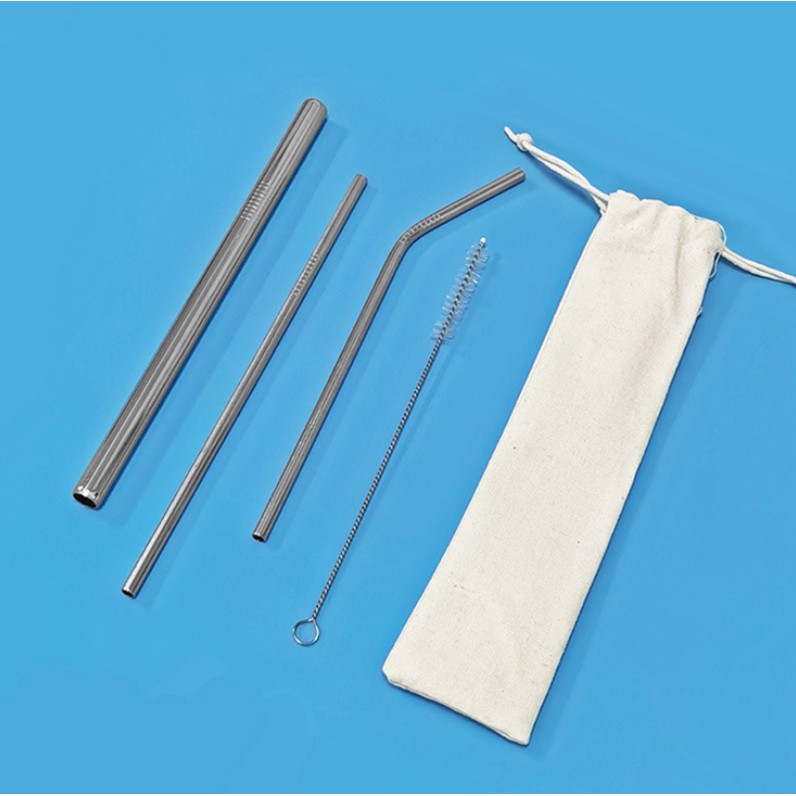 Bộ ống hút 4 món kèm dụng cụ rửa vệ sinh (có túi đựng)