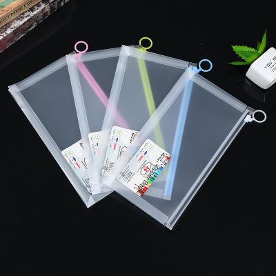 Clear bag Túi đựng tài liệu túi zip dày trong suốt viền màu cỡ A5 và A4  có khoen đeo