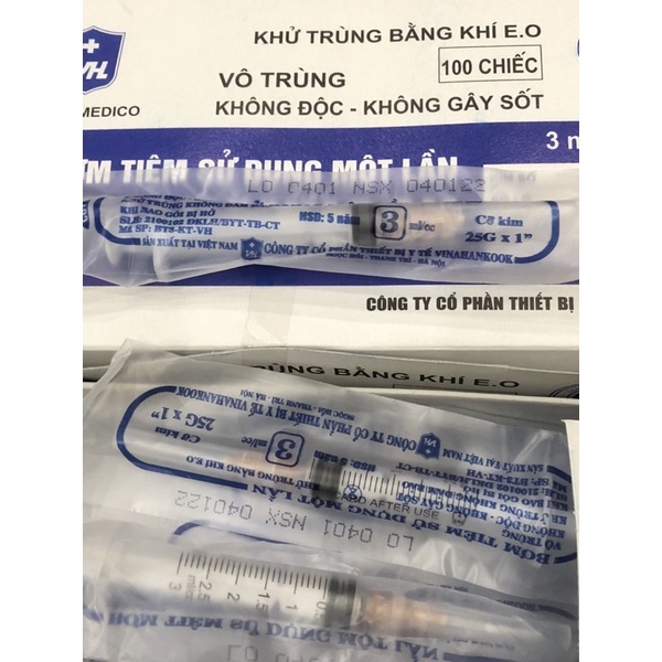 Bơm xilanh đủ dung tích: 1cc, 3cc, 5cc ống kim tiêm vô trùng dùng 1 lần
