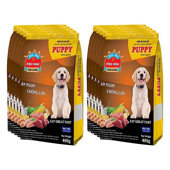 Thức Ăn Hạt Dành Cho Chó Con Pro-Dog Puppy bao 20kg (50 túi 400gr) - TDS2