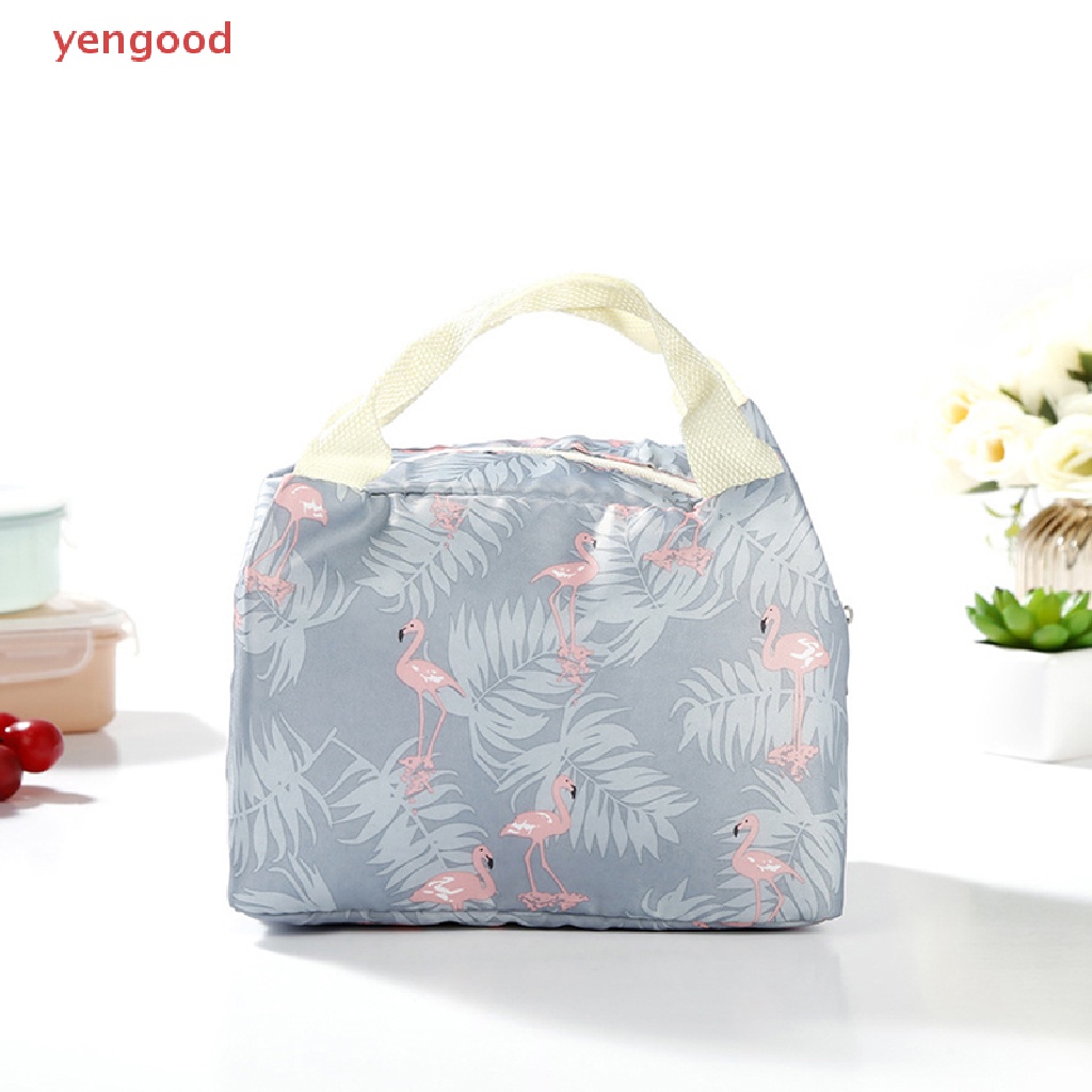 1 Túi Đựng Thức Ăn Trưa Giữ Nhiệt In Họa Tiết Chim Hồng Hạc Hoạt Hình Vui Nhộn Tiện Dụng Mang Theo Du Lịch / Dã Ngoại Cho Nữ