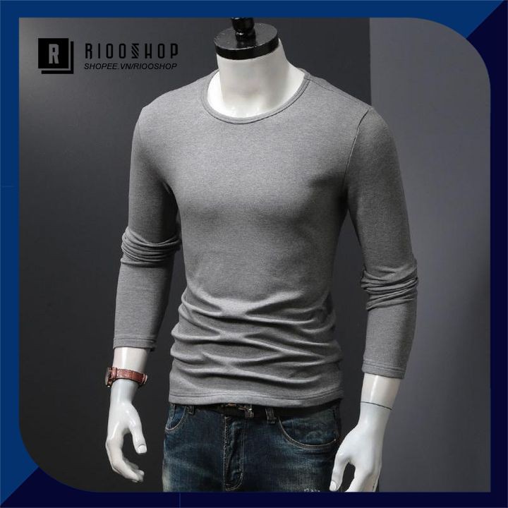Áo thun nam tay dài cổ tròn trơn cao cấp RKL002 - áo phông nam dài tay đẹp Riooshop | BigBuy360 - bigbuy360.vn