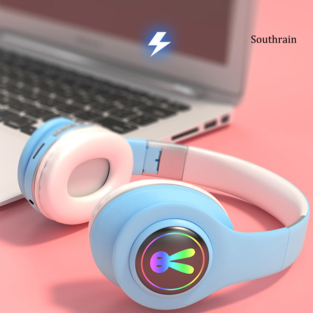 Tai Nghe Bluetooth Không Dây Hình Tai Thỏ Dạ Quang Có Thể Sạc Được