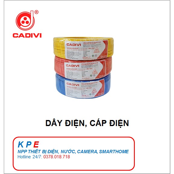 Cadivi Dây điện đơn, cáp điện đơn, Dây điện mềm CV2.5 CV 2.5 MM2 giá tốt, giá rẻ, hàng chính hãng - KPE ELECTRIC