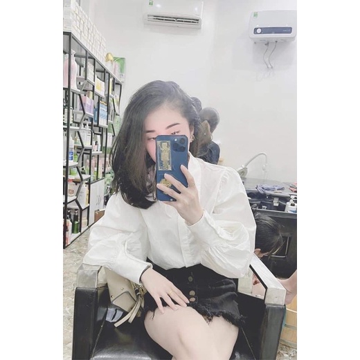 Áo sơ mi trắng nữ tay bồng Shein auth