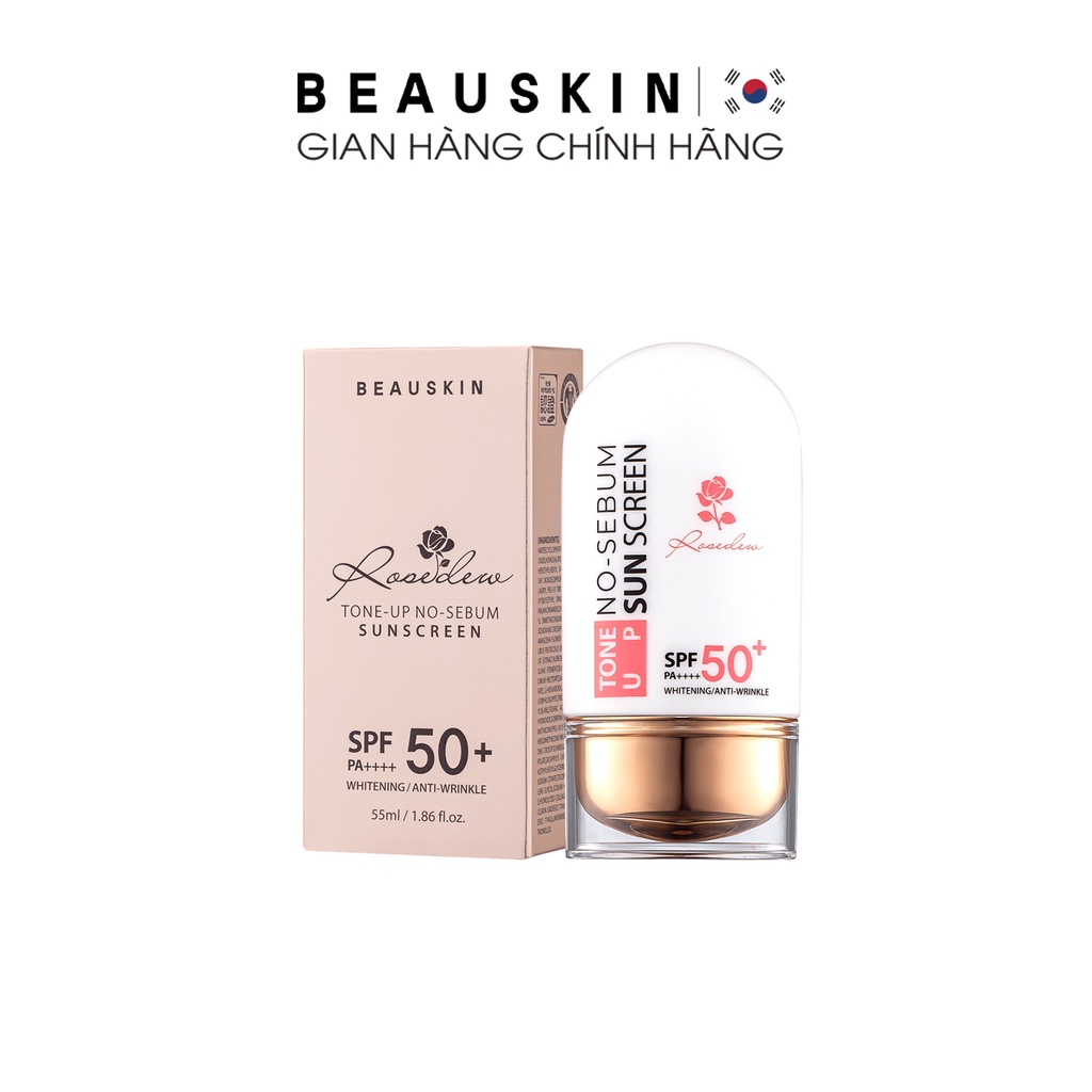 Kem Chống Nắng Kiềm Dầu, Nâng Tông BEAUSKIN RoseDew Toneup No Sebum Sunscreen SPF 50+/ PA++++ 55ml - 00007