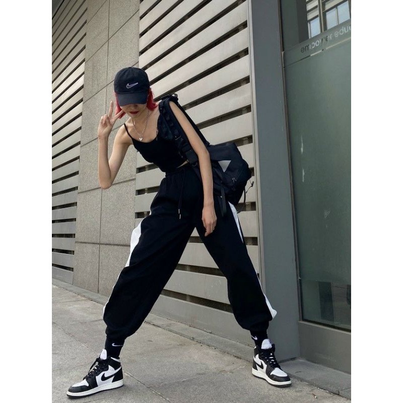 Quần Jogger Unisex phối lé hình thêu N7 thể thao Nam, Nữ Chất Da Cá cao cấp bigsize basic pants tập GYM, dạo phố 😍😍