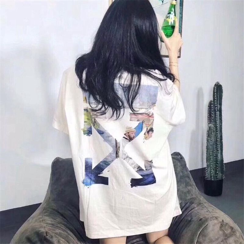 [Mã FAXANH1505 giảm 10K đơn 50K] Áo thun cotton tay ngắn dáng rộng in logo OFF WHITE thời trang size S-XL cho cặp đôi