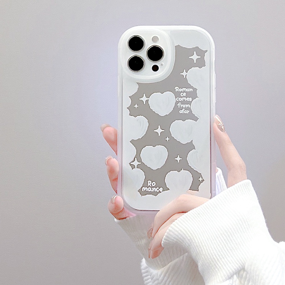 Ốp lưng iphone gương cạnh vuông trăng mây trắng 6/6plus/7/7plus/8/8plus/x/xs/11/12/13/pro/max/plus/promax-Sale HOT E2-2