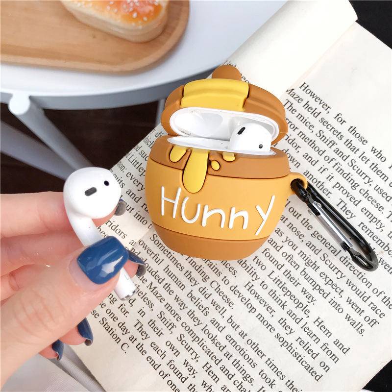 Vỏ Bảo Vệ Hộp Sạc Tai Nghe AirPods 1 2 Bluetooth Không Dây Chất Liệu Silicon Mềm Họa Tiết Gấu pooh/MẹO/Khoai Tây Chiên 3D