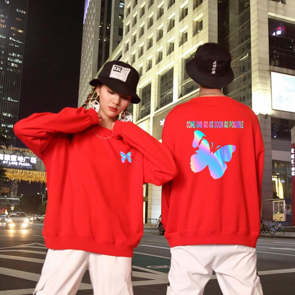 Áo Sweater Con Bướm Phản Quang, Aó Nỉ Dài Tay Nam Nữ Cá Tính - AS08