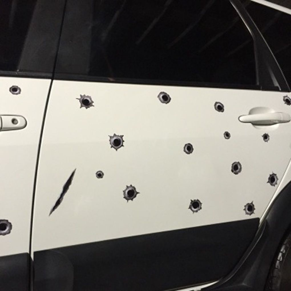 Fashion 3D Car Shot Hole Sticker Decal Funny Auto Body Anti Scratch Shot Sticker Car Body Decoration