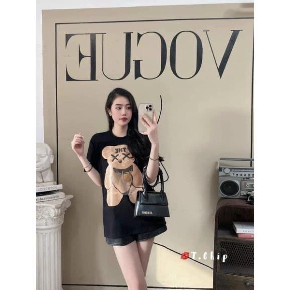 Áo Thun Tay Lỡ 3158- Áo Phông Cotton Nam Nữ Unisex - Oversize Form Rộng Phong Cách Ulzzang Vintage Hình Gấu THE