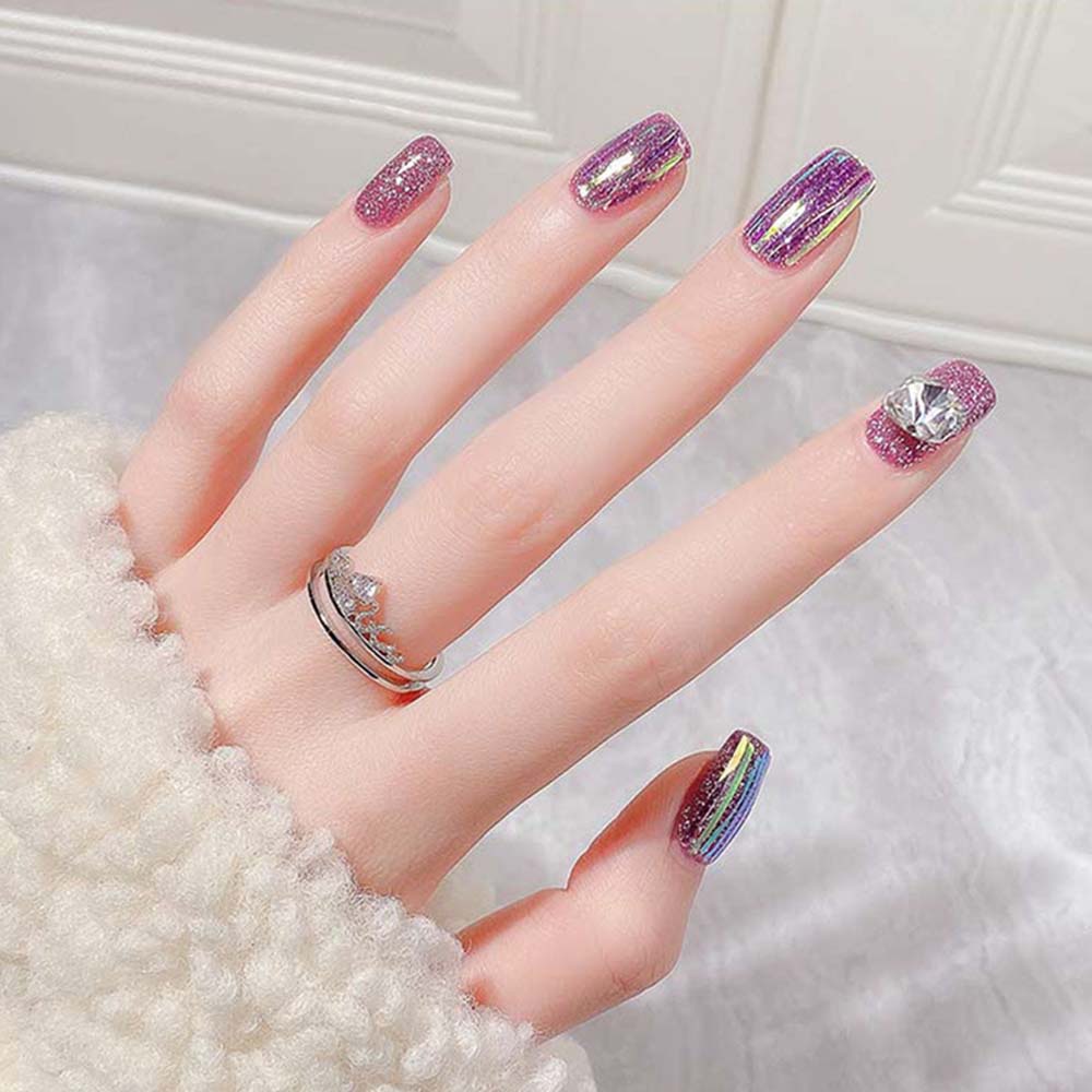 [Hàng mới về] Hộp nhãn dán giấy kính sáng bóng màu cực quang trang trí móng tay xinh xắn