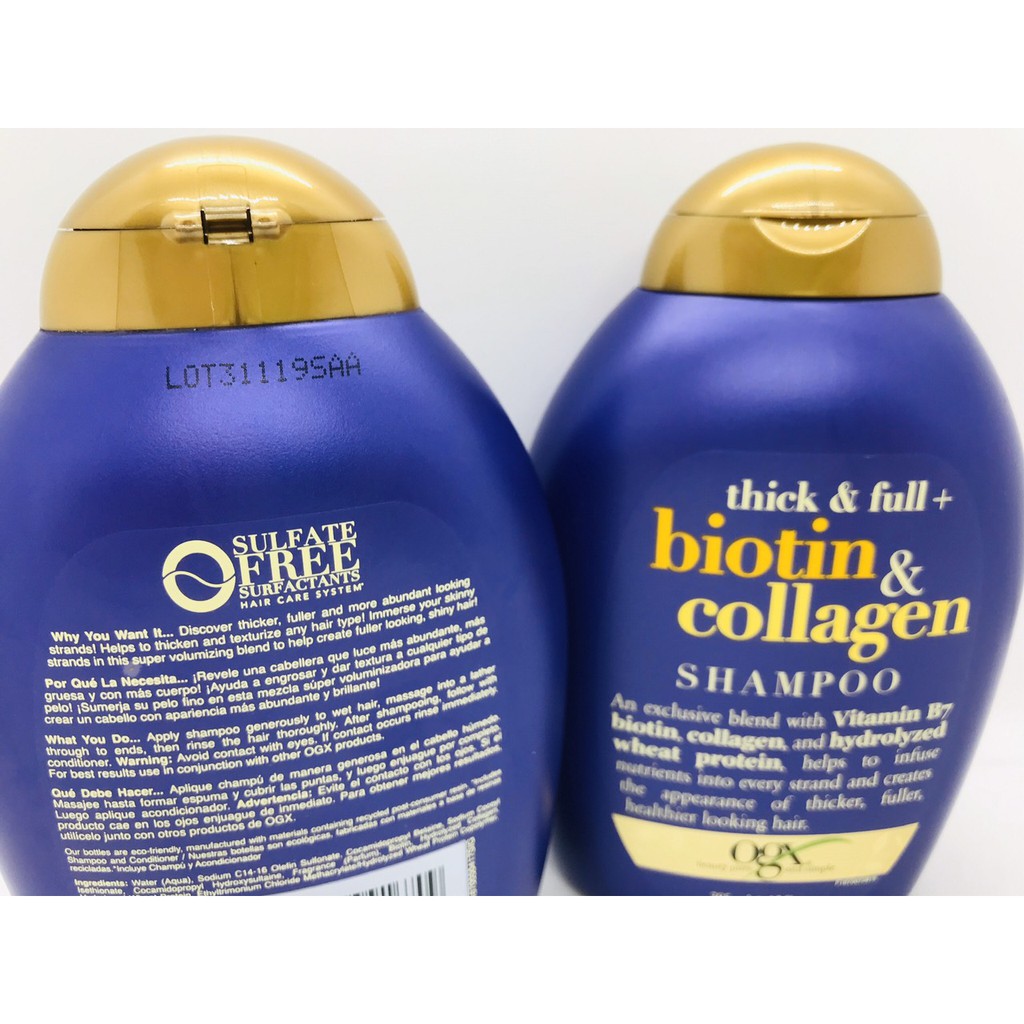 [CẶP GỘI XẢ] OGX Biotin &amp; Collagen 385ml Mỹ - 385ml