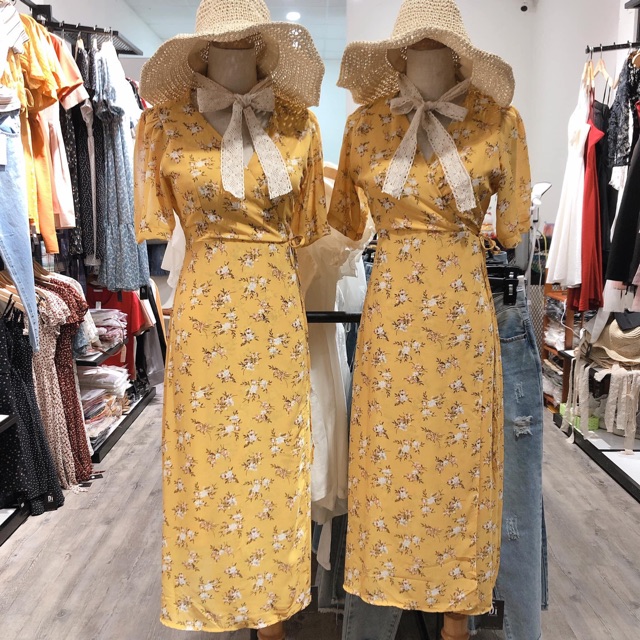 (ẢNH THẬT ) ĐẦM HOA VÀNG NHÍ THẮT EO | BigBuy360 - bigbuy360.vn