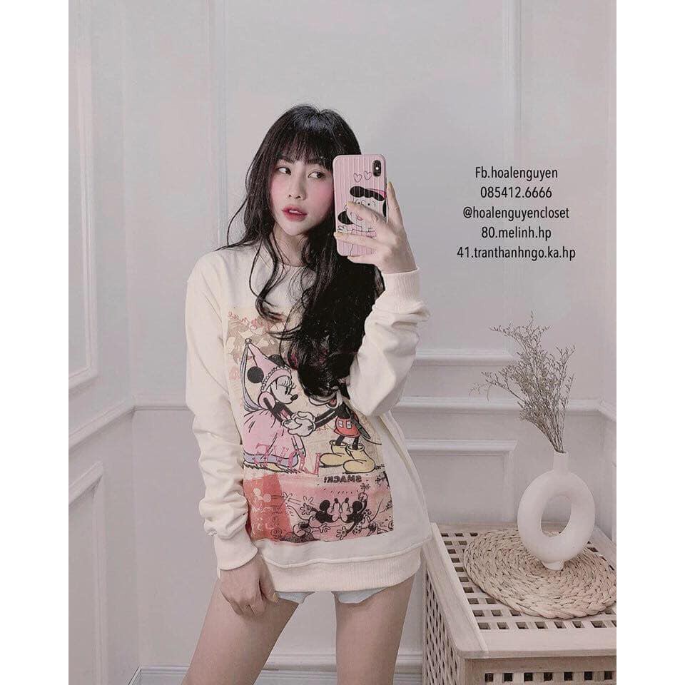 Áo nỉ dài tay nữ in micky