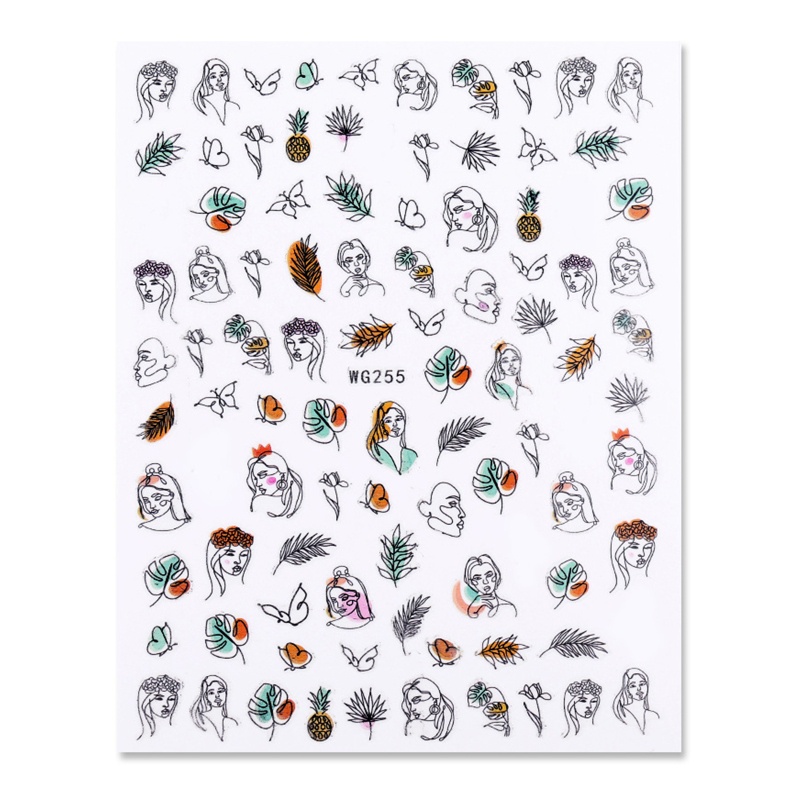 Sticker Tự Dính Họa Tiết Hoa Lá Trang Trí Móng Nghệ Thuật