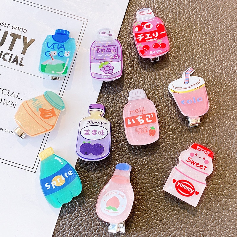 Set 10 Kẹp Tóc Hình Chai Nước Dễ Thương