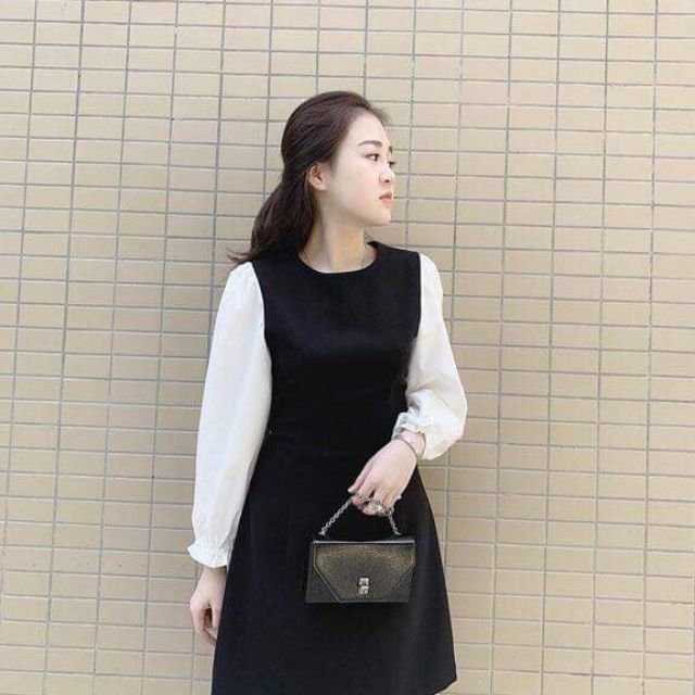 Váy phối tay sơ mi