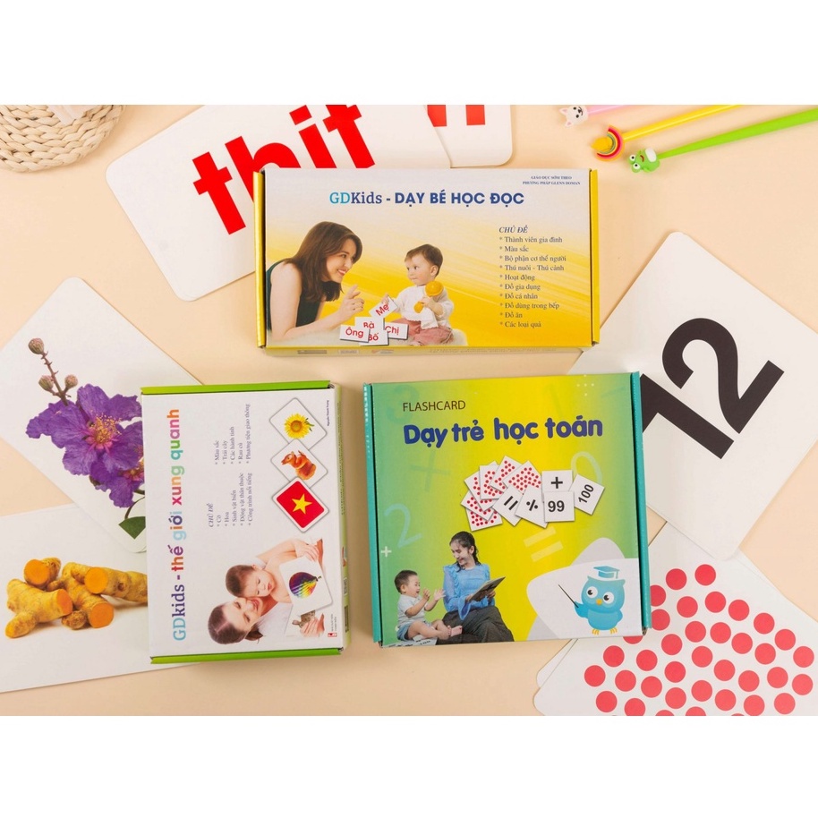 Flashcard - Combo Bộ Thẻ GDkids glenn doman Cơ Bản thế giới xung quanh thẻ toán thẻ chữ  259 thẻ - Cho bé 0- 6 tuổi