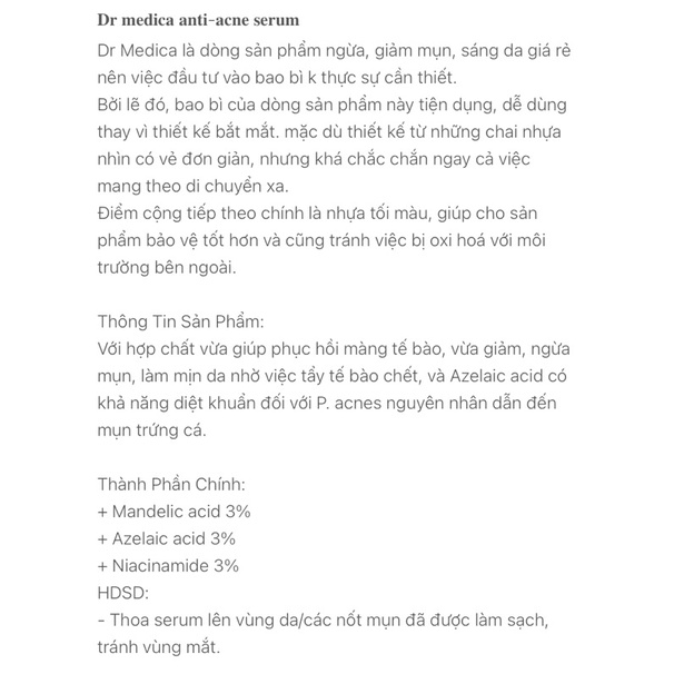 Serum Bielenda Dr Medica Anti-acne Dermatological giảm mụn, ngừa thâm