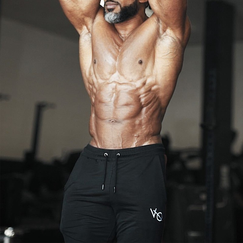 VQ Men's Cotton Sports Slim Pants Straight Tube Running Stretch Pants