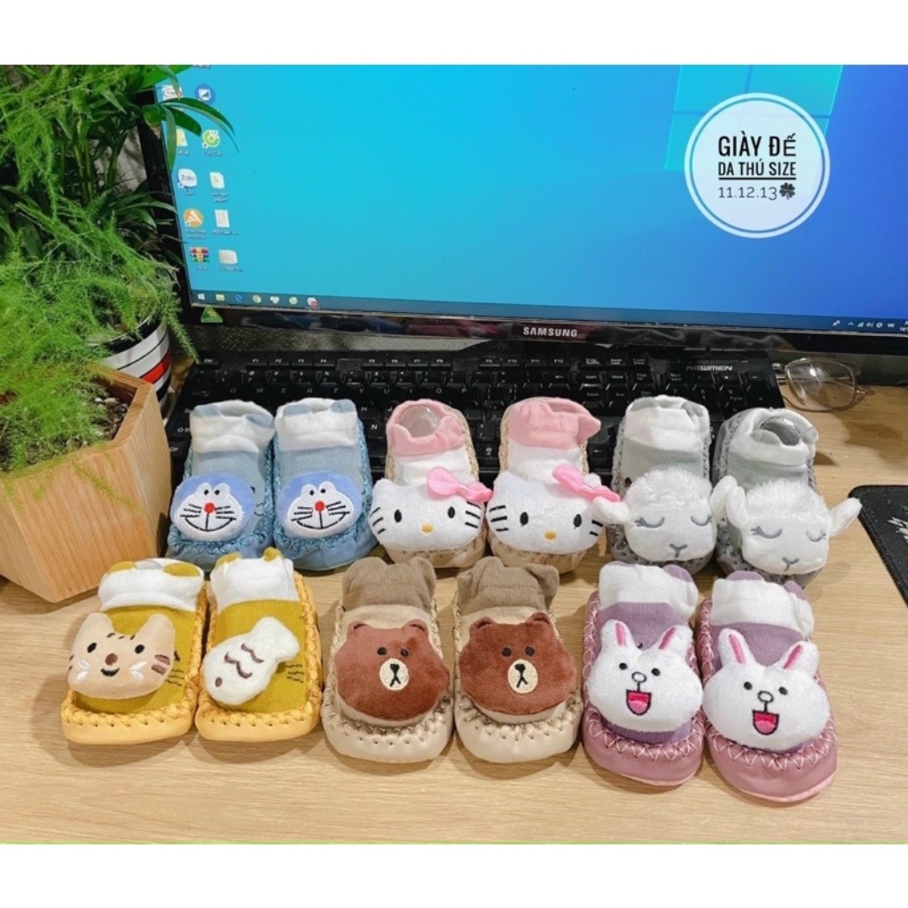 Giày tập đi trống trơn trượt cho bé in hình 6D