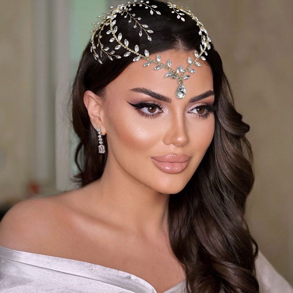 Băng Đô Cài Tóc Đính Đá Đơn Giản Thời Trang Cho Cô Dâu