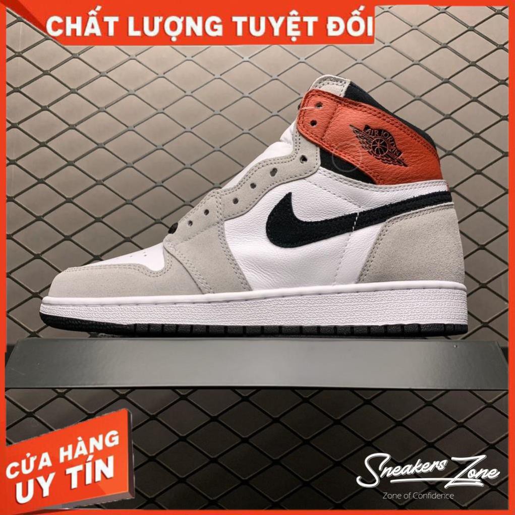 (FREESHIP+QUÀ) Video Giày thể thao AIR JORDAN 1 Retro High Light Smoke Grey xám tai đỏ cao cổ :