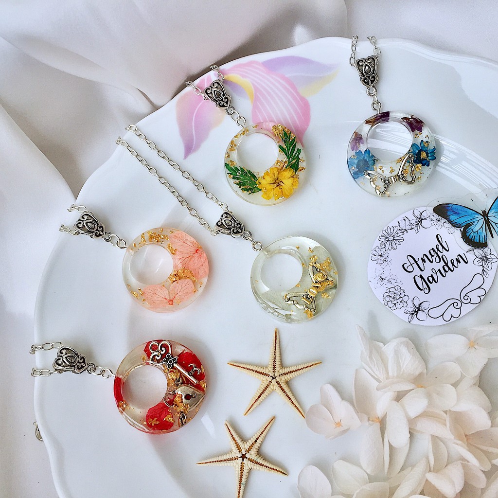 Dây Chuyền Hoa Thật Vòng Đôi Theo Yêu Cầu Nhiều Mẫu Đủ Màu Custom Thiết Kế Handmade ANGEL GARDEN 999