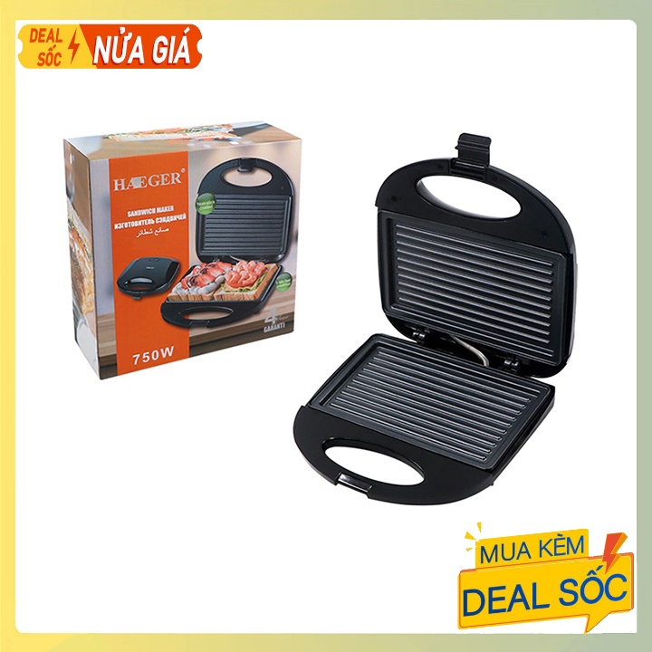 Máy nướng thịt BBQ, kẹp bánh mì dài Haeger 750W