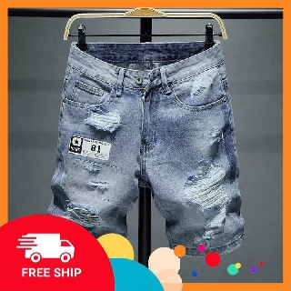 Quần Short Jean Nam Vải Phối Nam Phong Cách Sành Điệu