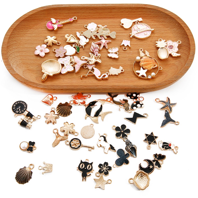 Bộ 10 mặt phụ kiện trang sức tráng men cá tính nhiều kiểu dáng tùy chọn