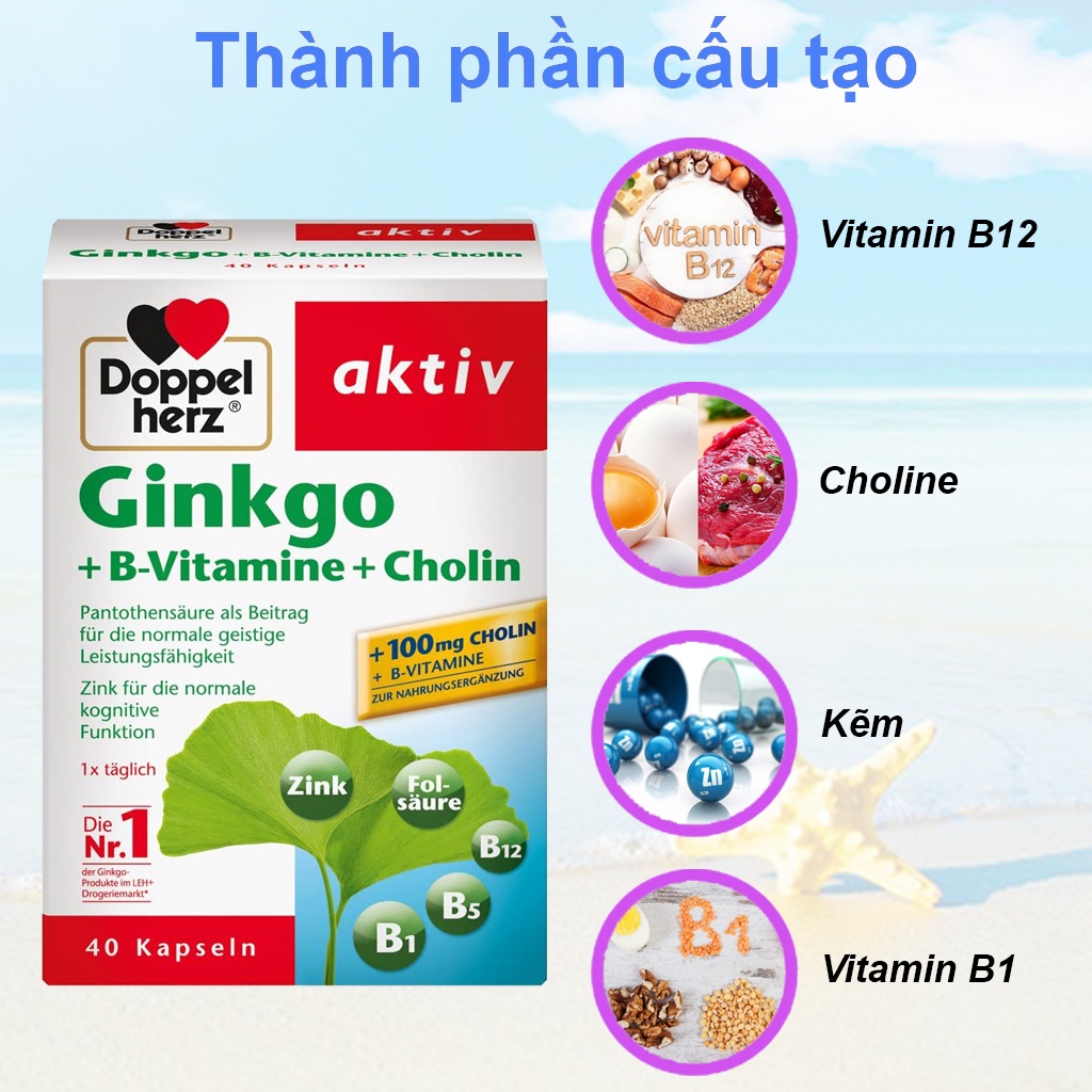 Viên uống bổ não, tuần hoàn não Ginkgo Aktiv giảm đau đầu, chóng mặt