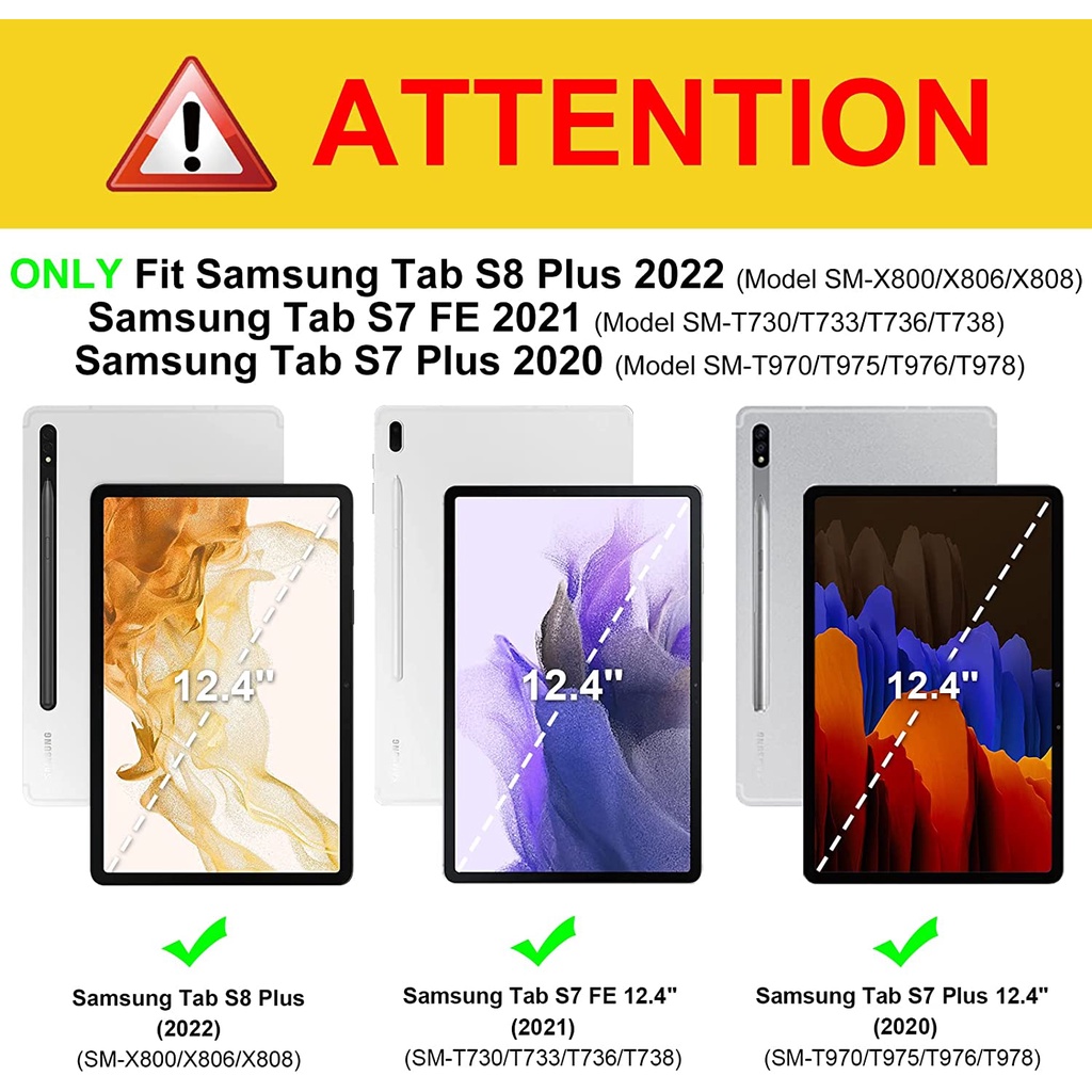 Ốp Máy Tính Bảng Có Giá Đỡ Xoay 360 Độ Cho Samsung Galaxy Tab S8 Ultra 2022 14.6'' S8 Plus S7 FE Plus 12.4 T730 X900 X800