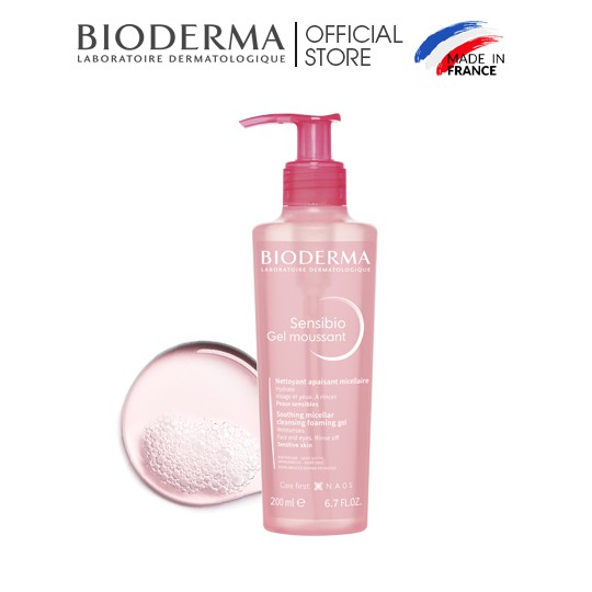 Bộ đôi gel rửa mặt và kem dưỡng ẩm cho da nhạy cảm Bioderma Sensibio Gel Moussant 200ml và Sensibio Light 40ml