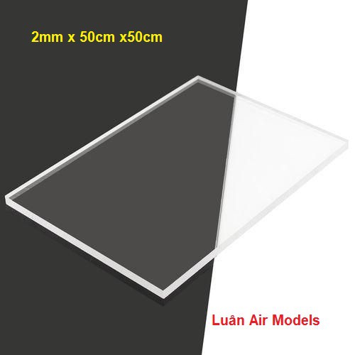 [2mm 50x50cm] Combo 2 tấm nhựa mica cứng trong suốt làm hồ cá, hộp kính, ốp biển số,cắt theo yêu cầu (VA134x2)- Luân Air