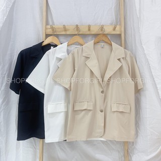 Áo khoác blazer tay ngắn túi gập 3 màu (Trắng - Kem - Đen)